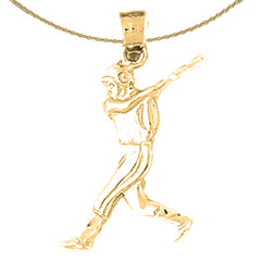 14K or 18K Gold Baseball Player Pendant