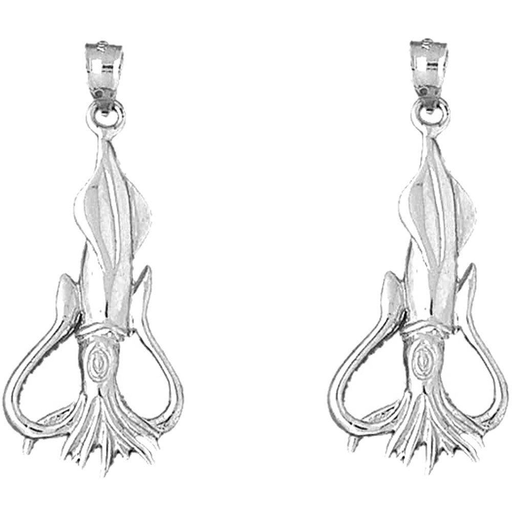 Sterling Silver 40mm Octopus Earrings
