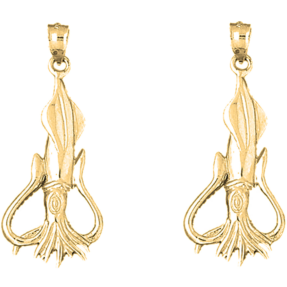 Yellow Gold-plated Silver 40mm Octopus Earrings