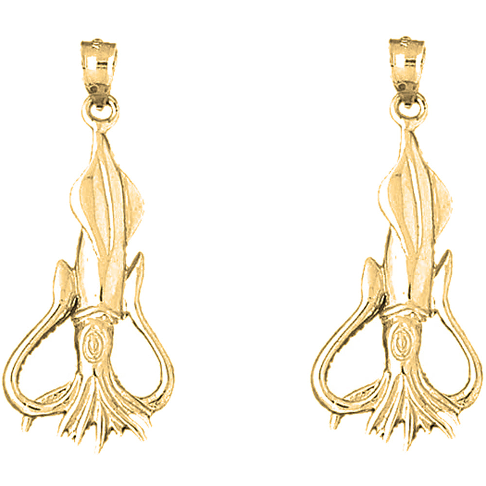 14K or 18K Gold 40mm Octopus Earrings