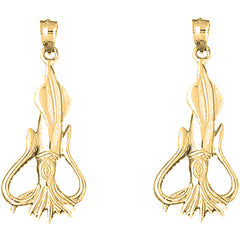 14K or 18K Gold 40mm Octopus Earrings