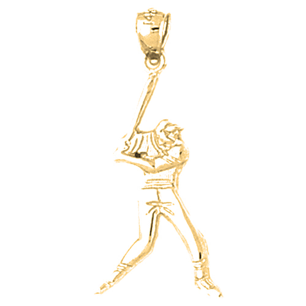 14K or 18K Gold Baseball Player Pendant