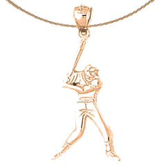 14K or 18K Gold Baseball Player Pendant