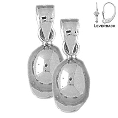 Sterling Silver 18mm 3D Baseball Helmet Earrings (White or Yellow Gold Plated)