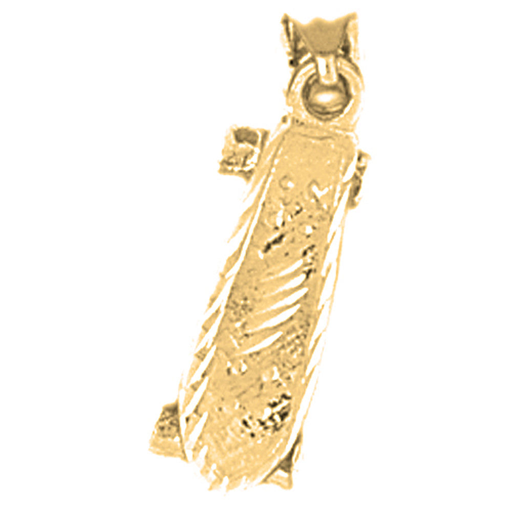 14K or 18K Gold 3D Skate Board Pendant