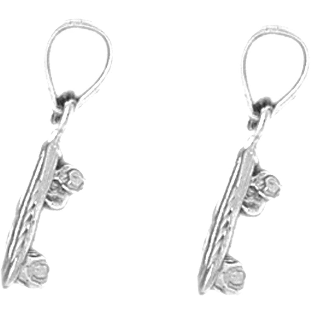 Sterling Silver 19mm 3D Skate Board Earrings