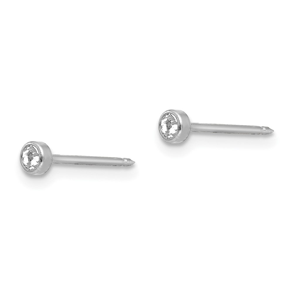 Inverness 14K White Gold 3mm Crystal Bezel Earrings