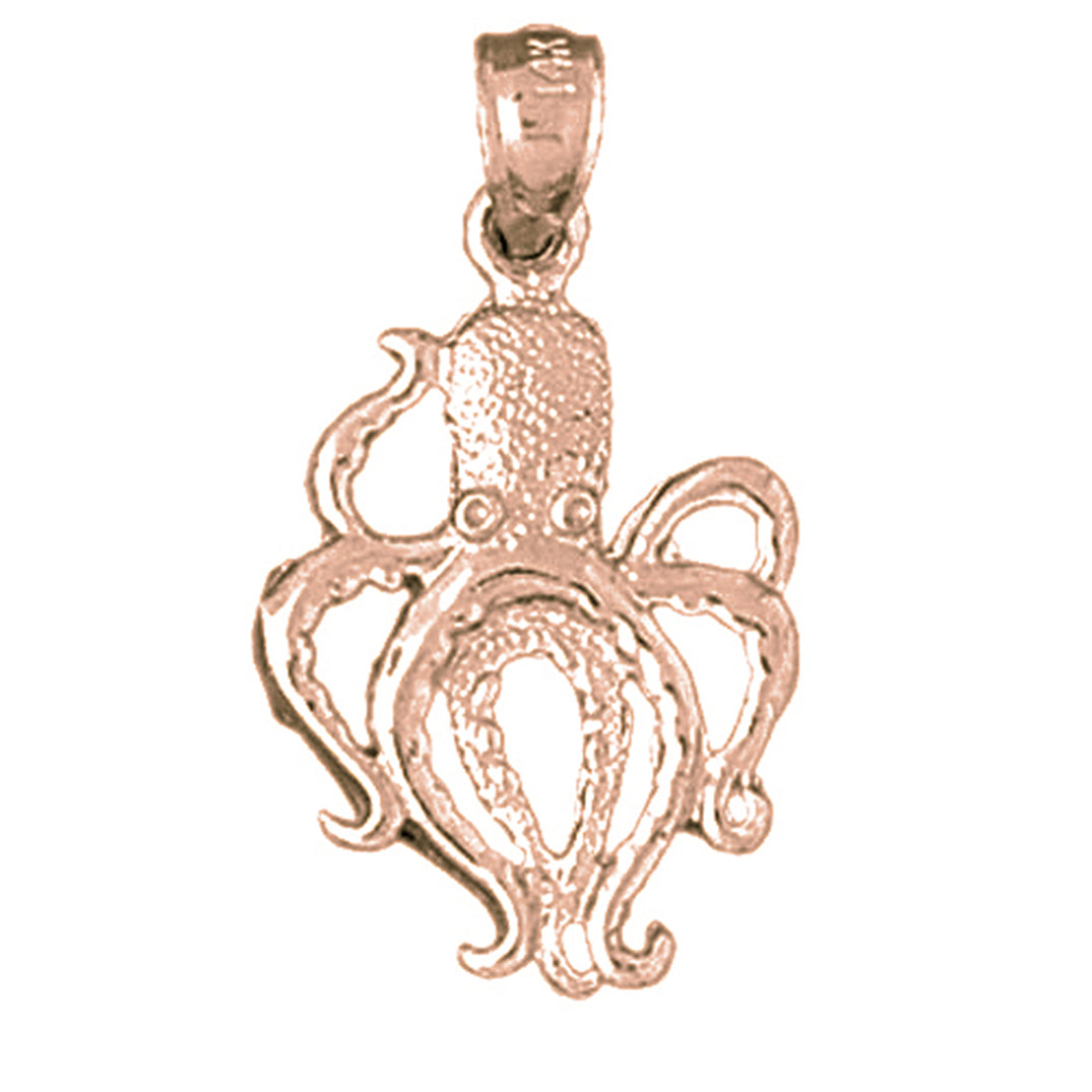 10K, 14K or 18K Gold Octopus Pendant