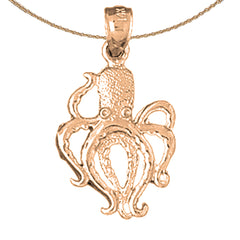 10K, 14K or 18K Gold Octopus Pendant