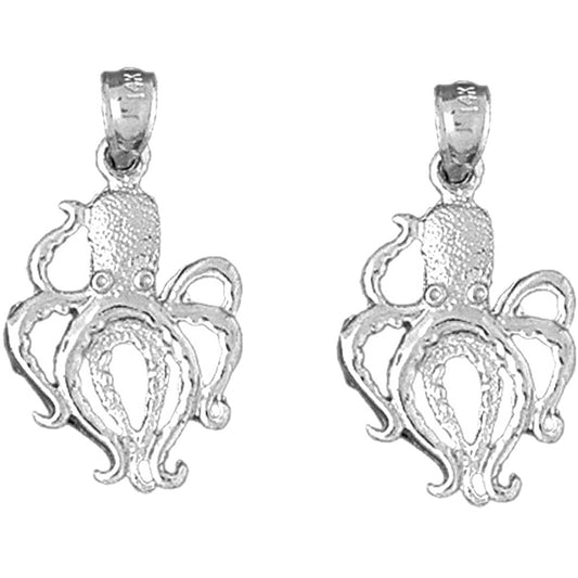 Sterling Silver 27mm Octopus Earrings