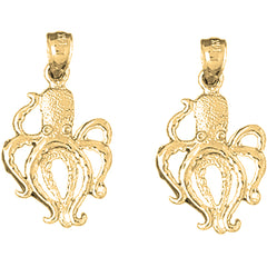 Yellow Gold-plated Silver 27mm Octopus Earrings