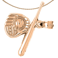 14K or 18K Gold Baseball Glove, Ball, And Bat Pendant