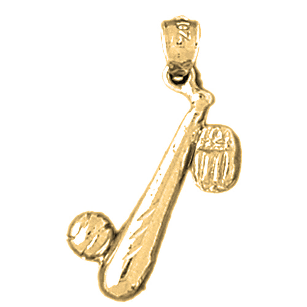 14K or 18K Gold Baseball Bat, Mitt, And Ball Pendant