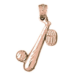 14K or 18K Gold Baseball Bat, Mitt, And Ball Pendant