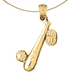 14K or 18K Gold Baseball Bat, Mitt, And Ball Pendant