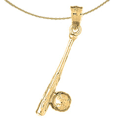 14K or 18K Gold Baseball Bat And Ball Pendant