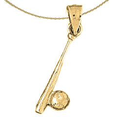 14K oder 18K Gold Baseballschläger und Ball Anhänger