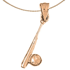 14K oder 18K Gold Baseballschläger und Ball Anhänger