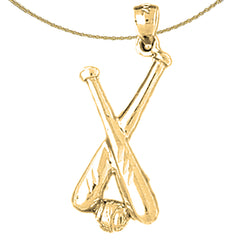 14K or 18K Gold Baseball Bats With Ball Pendant