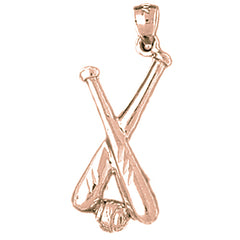 14K or 18K Gold Baseball Bats With Ball Pendant