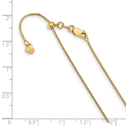 14K Yellow Gold Adjustable .8mm Box Chain