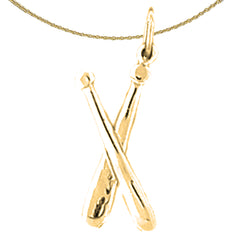 14K or 18K Gold Baseball Bats Pendant