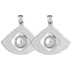 Sterling Silver 26mm Baseball Diamond Earrings