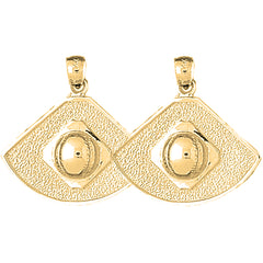 Yellow Gold-plated Silver 26mm Baseball Diamond Earrings