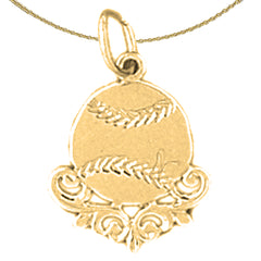 14K or 18K Gold Baseball Pendant