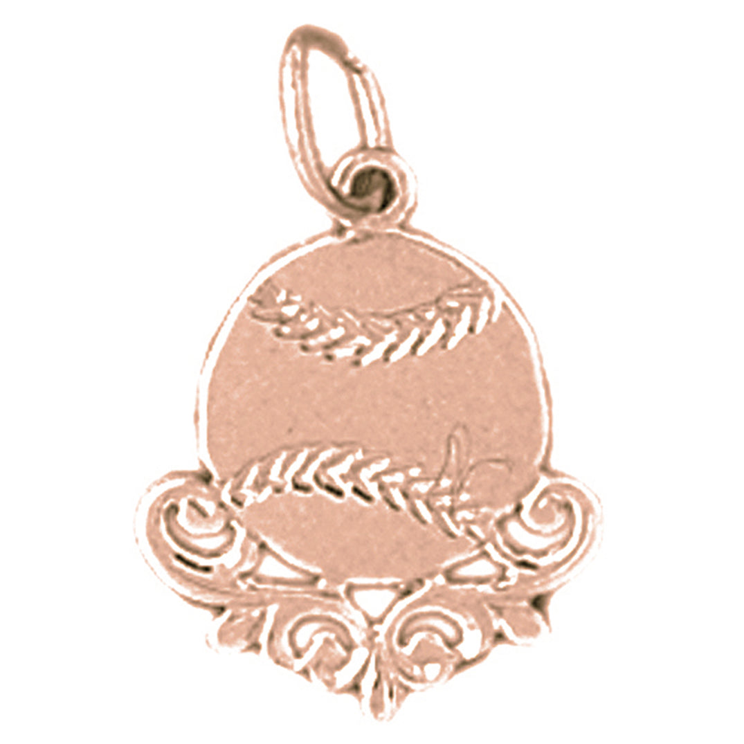 14K or 18K Gold Baseball Pendant