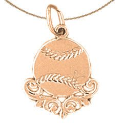 14K or 18K Gold Baseball Pendant