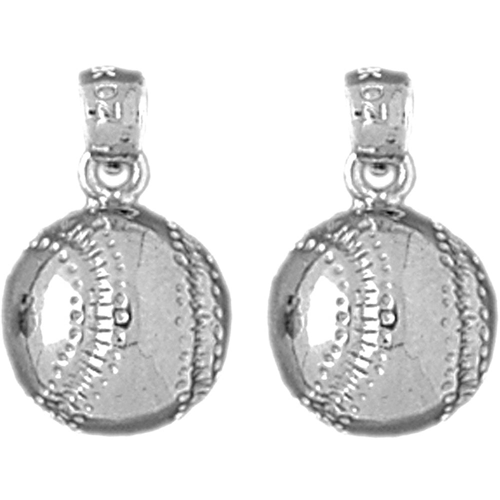 Sterling Silver 18mm Baseball Earrings