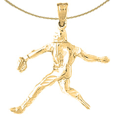 14K or 18K Gold Baseball Player Pendant