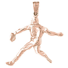 14K or 18K Gold Baseball Player Pendant