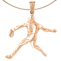 14K or 18K Gold Baseball Player Pendant