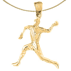 14K or 18K Gold Baseball Player Pendant