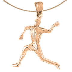 14K or 18K Gold Baseball Player Pendant