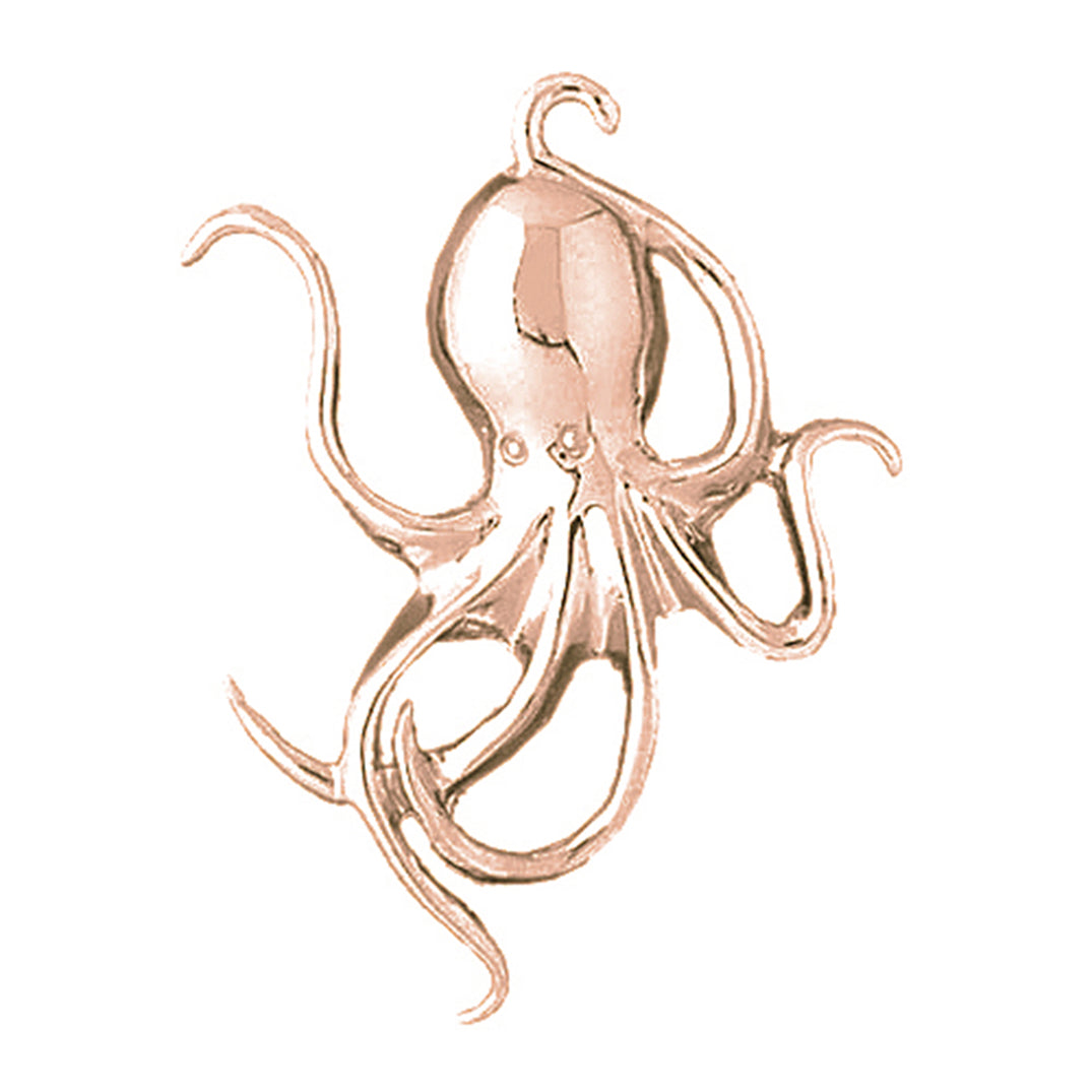 10K, 14K or 18K Gold Octopus Pendant