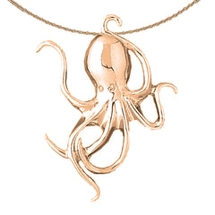 Oktopus-Anhänger aus 10 Karat, 14 Karat oder 18 Karat Gold