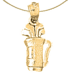 14K or 18K Gold Golf Bag Pendant