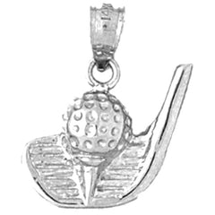 10K, 14K or 18K Gold Golf Ball And Putter Pendant