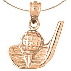 10K, 14K or 18K Gold Golf Ball And Putter Pendant