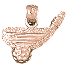 14K or 18K Gold Golf Ball And Putter Pendant