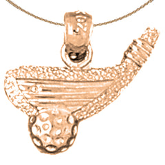 14K or 18K Gold Golf Ball And Putter Pendant