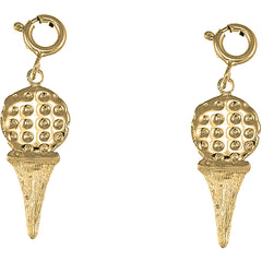 Yellow Gold-plated Silver 25mm Golf Ball On Tee Earrings