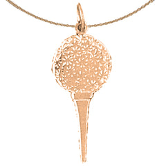 14K or 18K Gold Golf Ball On Tee Pendant