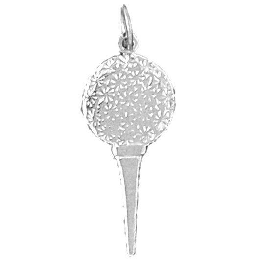 14K or 18K Gold Golf Ball On Tee Pendant