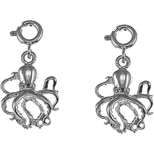 Sterling Silver 23mm Octopus Earrings