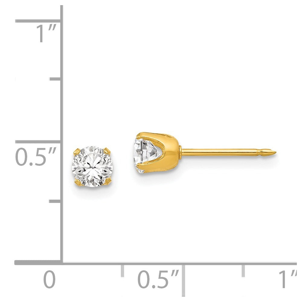 Inverness 24K Gold-plated Stainless Steel 5mm CZ Post Earrings