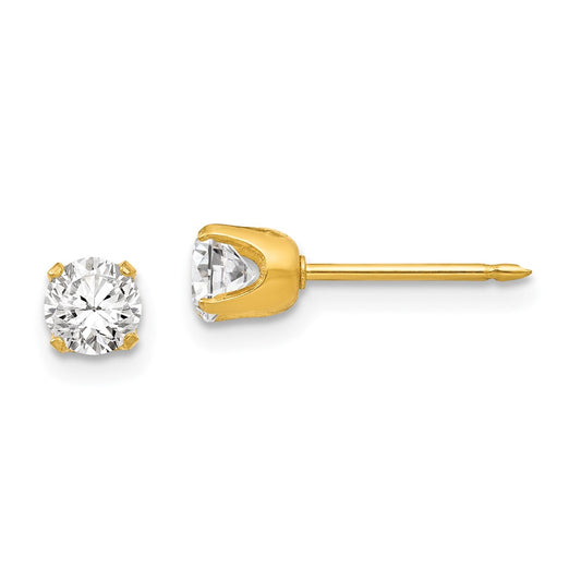 Inverness 24K Gold-plated Stainless Steel 5mm CZ Post Earrings